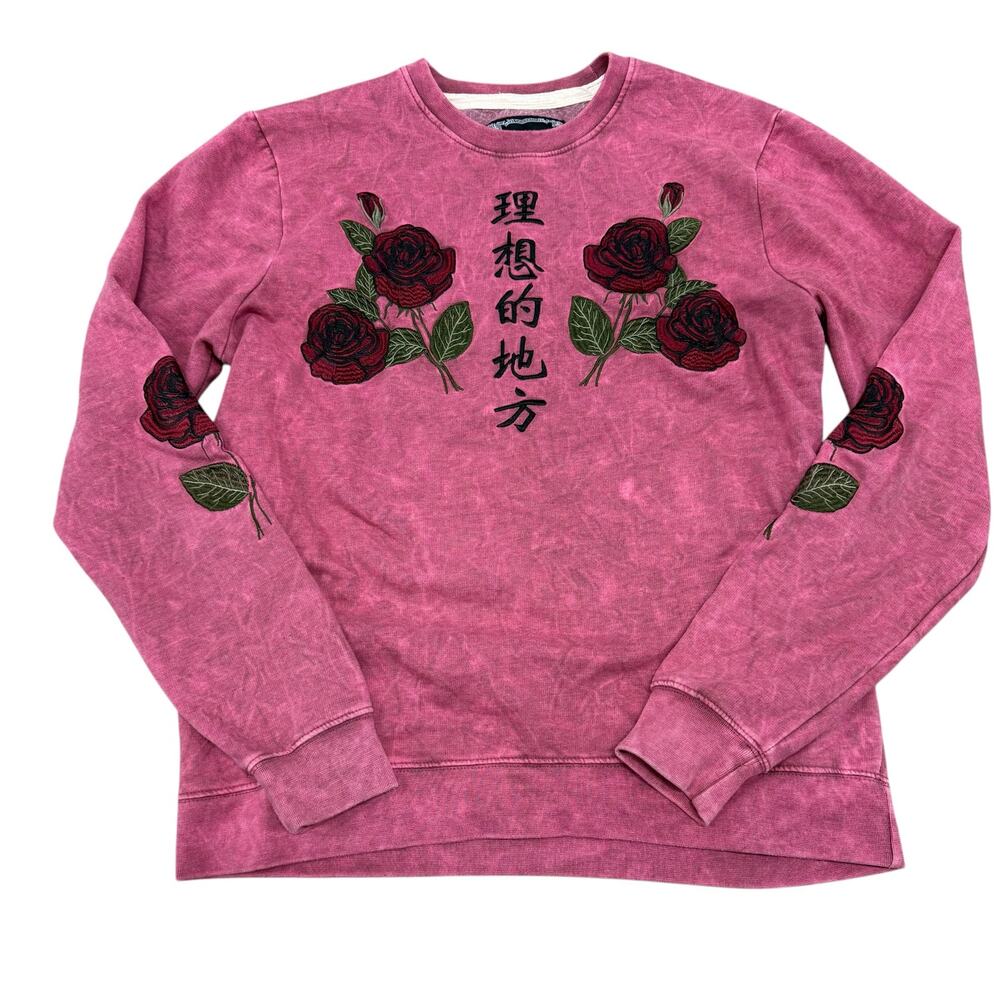 RARE BLIND ROOSTER “Ideal Place”  Asian Red Rose Sweatshirt Men’s Size L